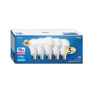 Glolux 16瓦超廣角LED燈泡五入-白光